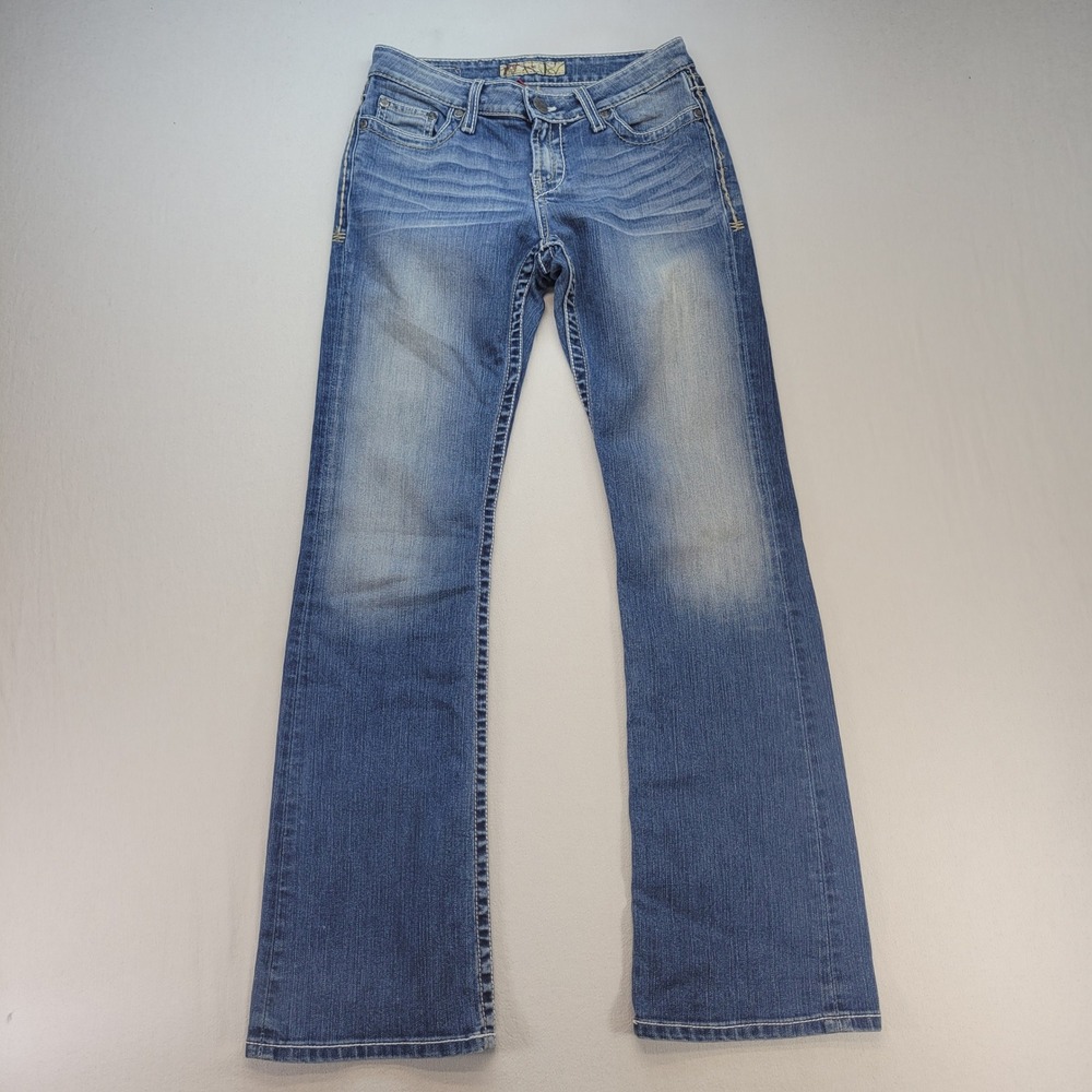 BKE Kate Bootcut Jeans Womens 27 Blue Low Rise Medium Wash Faded Stretch Denim